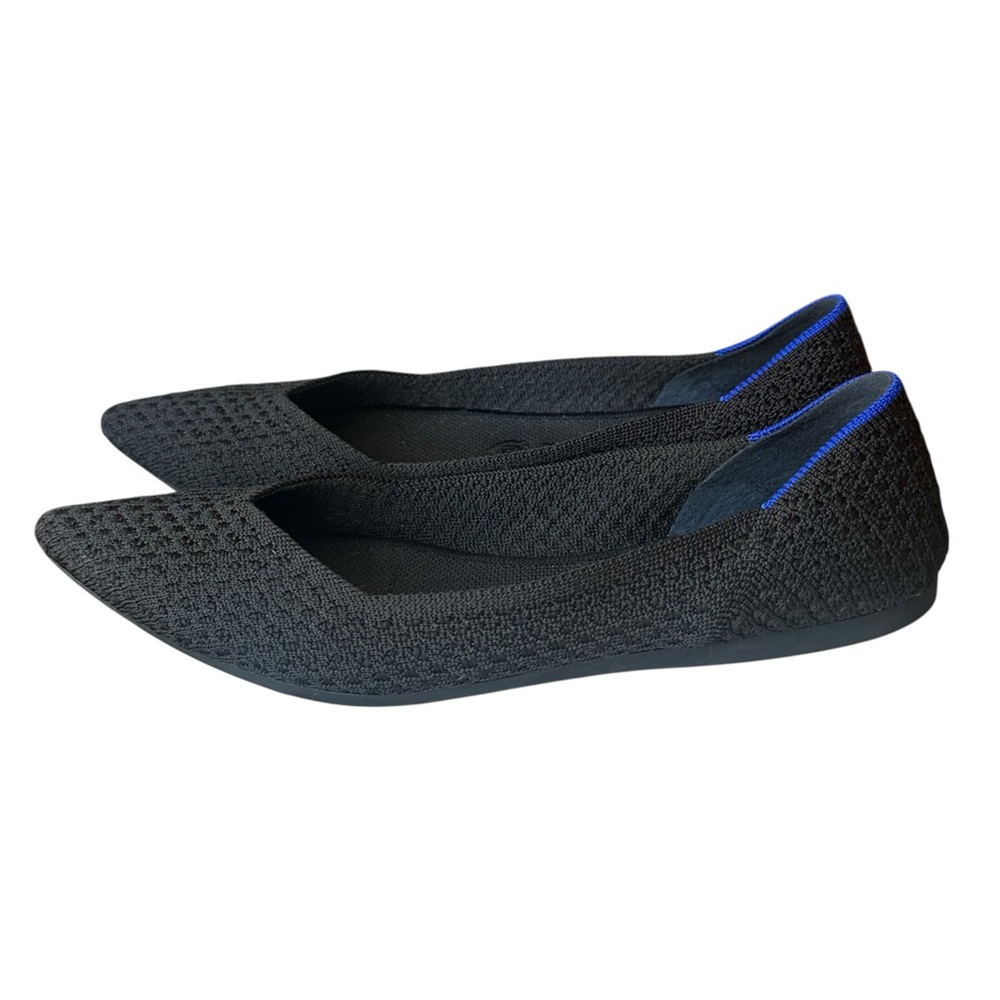 Rothy's Black Flats with Blue Trim